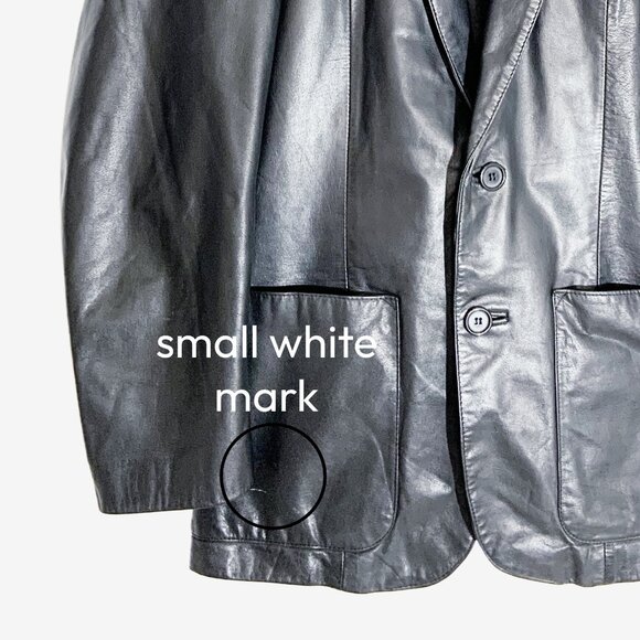 Vintage Black Leather Blazer Coat / size Medium - Picture 13 of 14